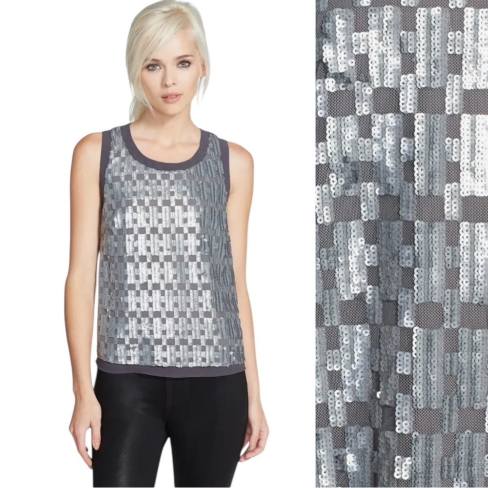 NWT Astr Sequin Pattern Tank Top Gray Size M